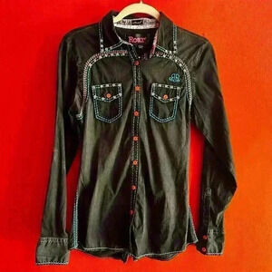Y2K embellished western button up size‎ Small